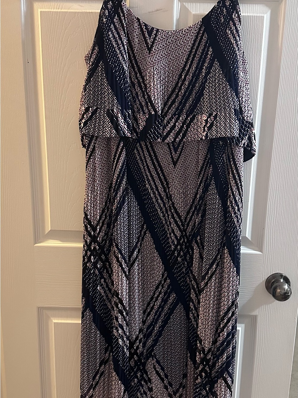 Lane Bryant Navy and White Geometric Maxi Dress